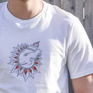 White Ganesha Tee for Men by YogaDham.com
